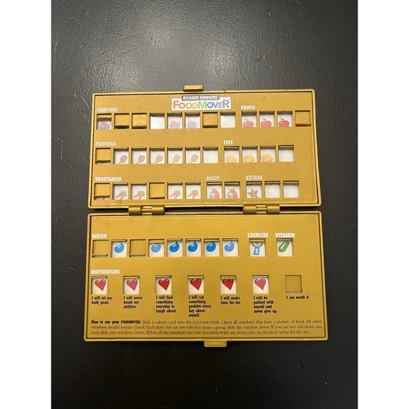Other - Richard Simmons Food Mover Gold 1400 & 1600 Calories 1998 Vintage Food Tracker